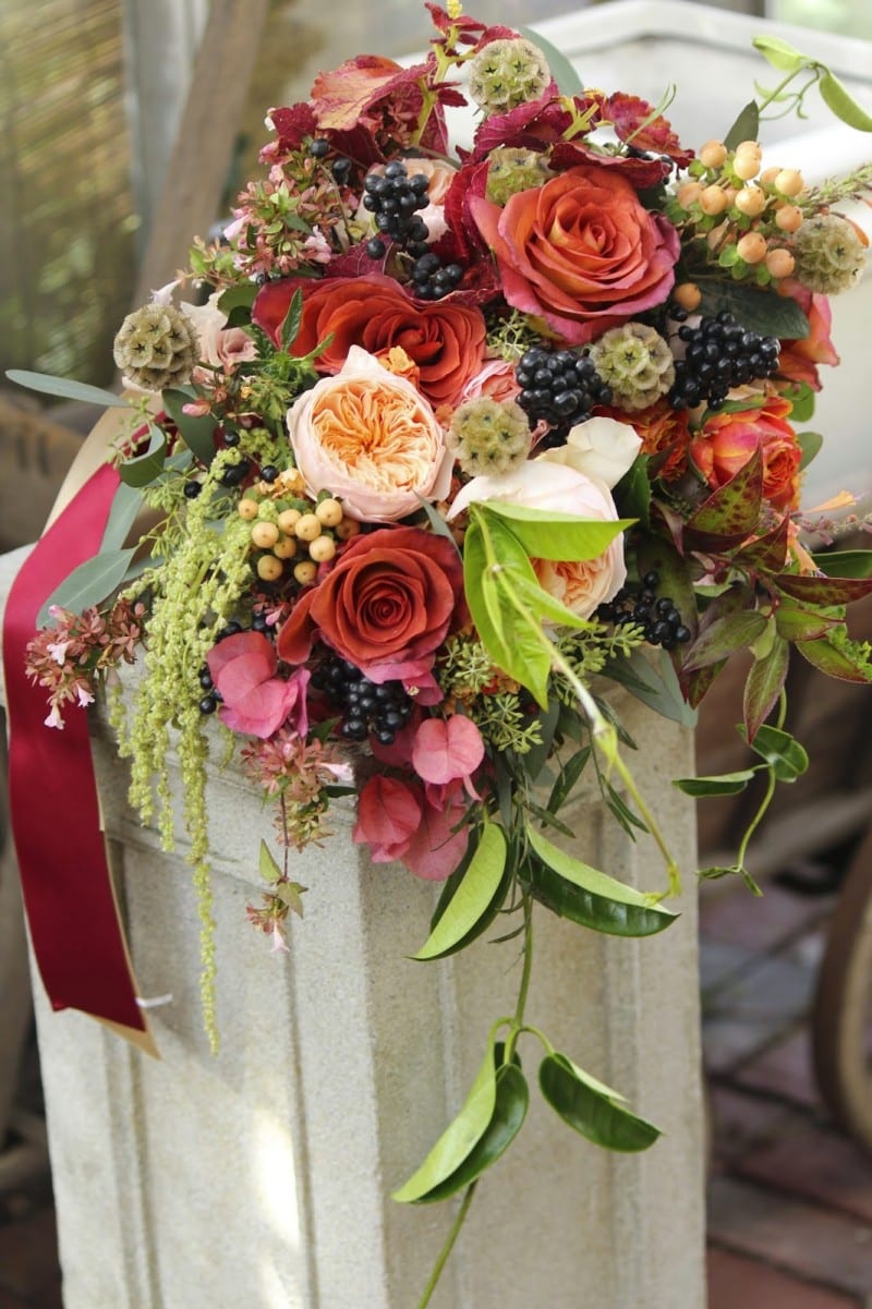 Unusual and striking fall bouquet from Sayles Livingston Design!